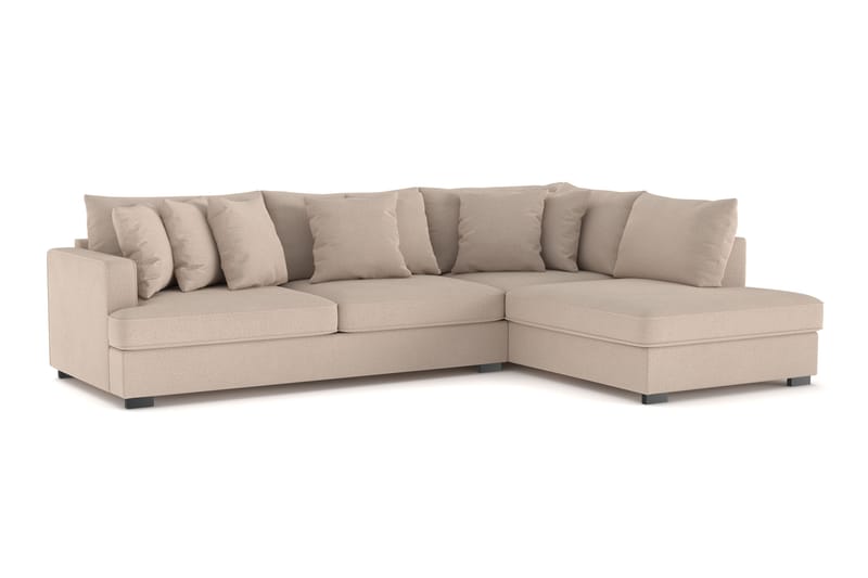 Rossita 4-seters Høyrevendt L-formet Dyp Sjeselongsofa i Stoff - Beige - Møbler - Sofaer - Sofaer med sjeselong - 4 seters sofa med divan