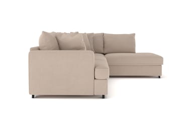 Rossita 4-seters Høyrevendt L-formet Dyp Sjeselongsofa i Stoff - Beige - Møbler - Sofaer - Sofaer med sjeselong - 4 seters sofa med divan