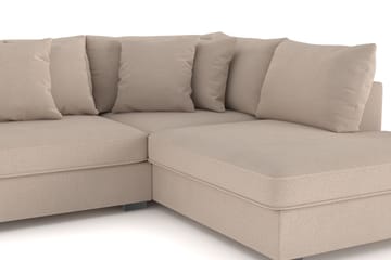 Rossita 4-seters Høyrevendt L-formet Dyp Sjeselongsofa i Stoff - Beige - Møbler - Sofaer - Sofaer med sjeselong - 4 seters sofa med divan