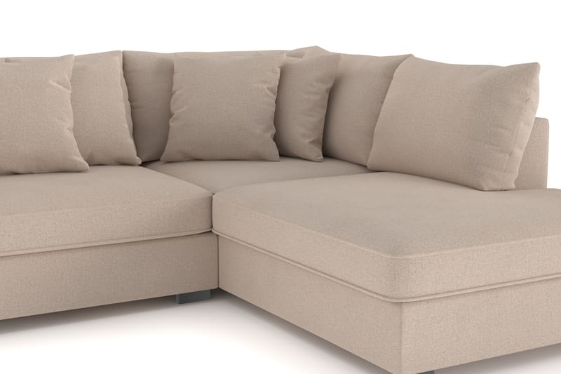 Rossita 4-seters Høyrevendt L-formet Dyp Sjeselongsofa i Stoff - Beige - Møbler - Sofaer - Sofaer med sjeselong - 4 seters sofa med divan