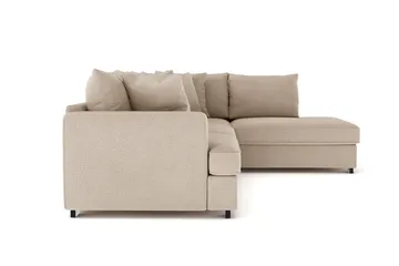 Rossita 4-seters Høyrevendt L-formet Dyp Sjeselongsofa i Stoff - Beige - Møbler - Sofaer - Sofaer med sjeselong - 4 seters sofa med divan