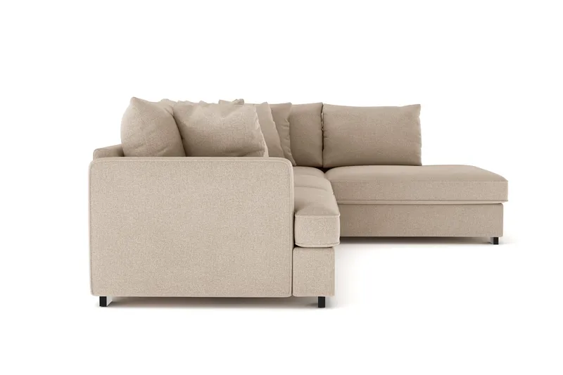 Rossita 4-seters Høyrevendt L-formet Dyp Sjeselongsofa i Stoff - Beige - Møbler - Sofaer - Sofaer med sjeselong - 4 seters sofa med divan