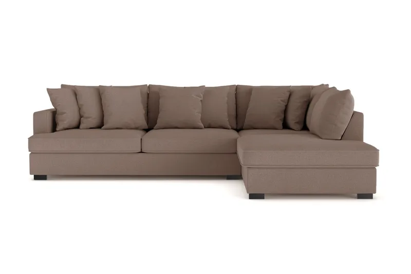 Rossita 4-seters Høyrevendt L-formet Dyp Sjeselongsofa i Stoff - Brun - Møbler - Sofaer - Sofaer med sjeselong - 4 seters sofa med divan