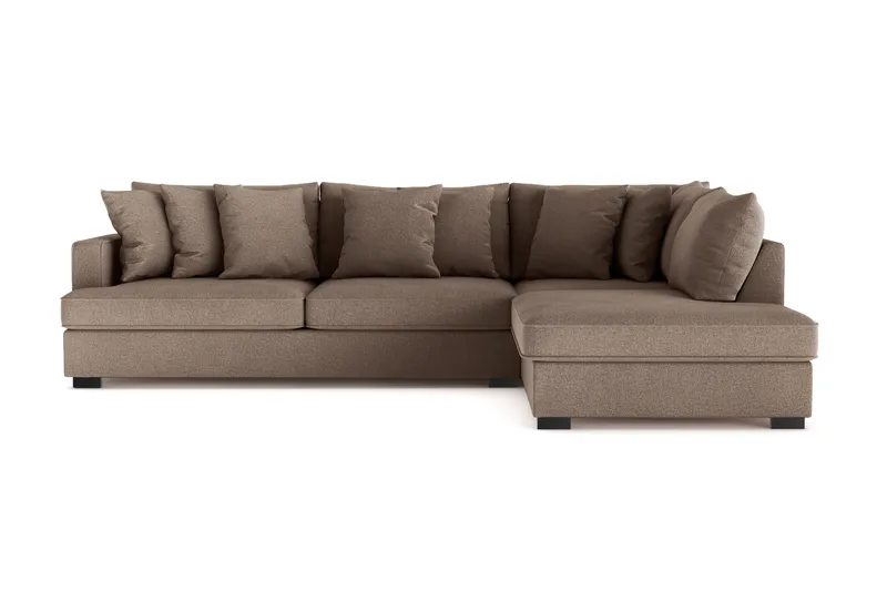 Rossita 4-seters Høyrevendt L-formet Dyp Sjeselongsofa i Stoff - Brun - Møbler - Sofaer - Sofaer med sjeselong - 4 seters sofa med divan