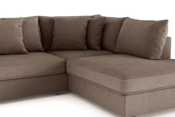 Rossita 4-seters Høyrevendt L-formet Dyp Sjeselongsofa i Stoff - Brun - Møbler - Sofaer - Sofaer med sjeselong - 4 seters sofa med divan