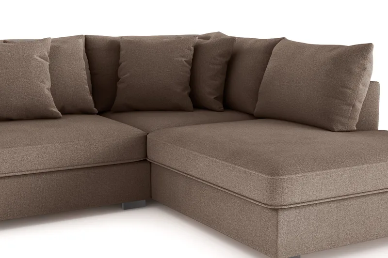 Rossita 4-seters Høyrevendt L-formet Dyp Sjeselongsofa i Stoff - Brun - Møbler - Sofaer - Sofaer med sjeselong - 4 seters sofa med divan