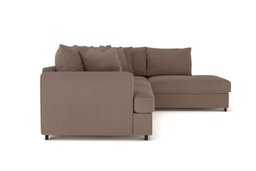 Rossita 4-seters Høyrevendt L-formet Dyp Sjeselongsofa i Stoff - Brun - Møbler - Sofaer - Sofaer med sjeselong - 4 seters sofa med divan