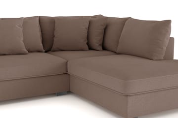 Rossita 4-seters Høyrevendt L-formet Dyp Sjeselongsofa i Stoff - Brun - Møbler - Sofaer - Sofaer med sjeselong - 4 seters sofa med divan