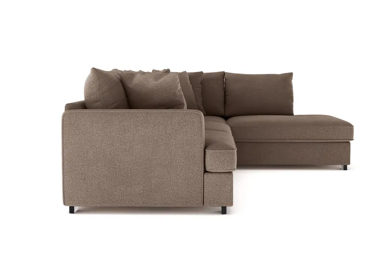 Rossita 4-seters Høyrevendt L-formet Dyp Sjeselongsofa i Stoff - Brun - Møbler - Sofaer - Sofaer med sjeselong - 4 seters sofa med divan