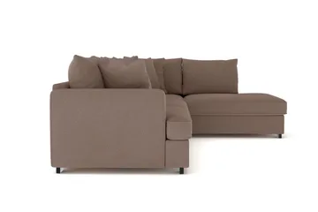 Rossita 4-seters Høyrevendt L-formet Dyp Sjeselongsofa i Stoff - Brun - Møbler - Sofaer - Sofaer med sjeselong - 4 seters sofa med divan