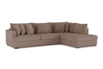 Rossita 4-seters Høyrevendt L-formet Dyp Sjeselongsofa i Stoff - Brun - Møbler - Sofaer - Sofaer med sjeselong - 4 seters sofa med divan