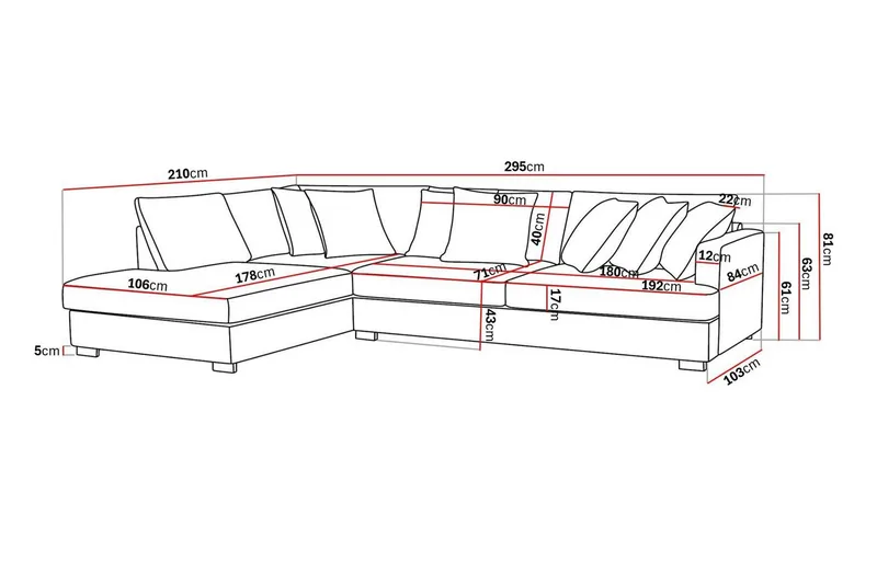 Rossita 4-seters Venstrevendt L-formet Dyp Sjeselongsofa i Chenille - Grå / Brun - Møbler - Sofaer - Sofaer med sjeselong - 4 seters sofa med divan
