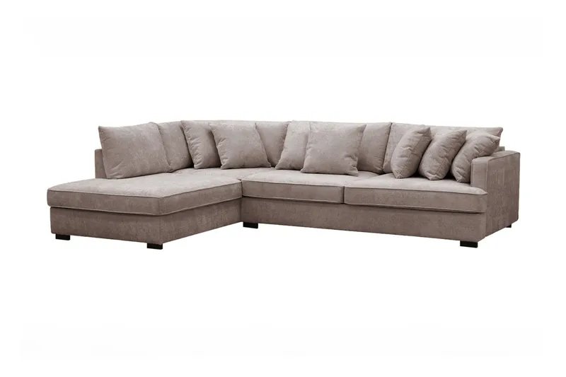 Rossita 4-seters Venstrevendt L-formet Dyp Sjeselongsofa i Chenille - Grå / Brun - Møbler - Sofaer - Sofaer med sjeselong - 4 seters sofa med divan