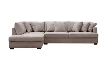 Rossita 4-seters Venstrevendt L-formet Dyp Sjeselongsofa i Chenille - Grå / Brun - Møbler - Sofaer - Sofaer med sjeselong - 4 seters sofa med divan