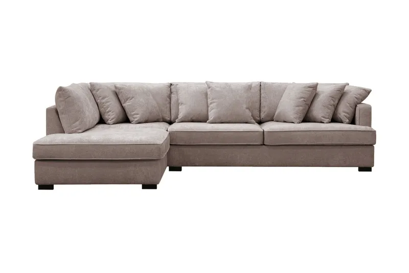 Rossita 4-seters Venstrevendt L-formet Dyp Sjeselongsofa i Chenille - Grå / Brun - Møbler - Sofaer - Sofaer med sjeselong - 4 seters sofa med divan