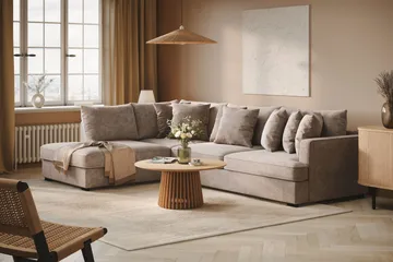 Rossita 4-seters Venstrevendt L-formet Dyp Sjeselongsofa i Chenille - Grå / Brun - Møbler - Sofaer - Sofaer med sjeselong - 4 seters sofa med divan