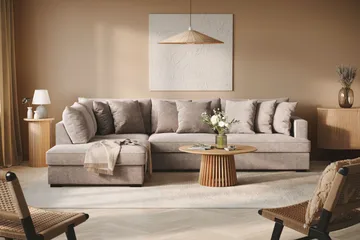 Rossita 4-seters Venstrevendt L-formet Dyp Sjeselongsofa i Chenille - Grå / Brun - Møbler - Sofaer - Sofaer med sjeselong - 4 seters sofa med divan