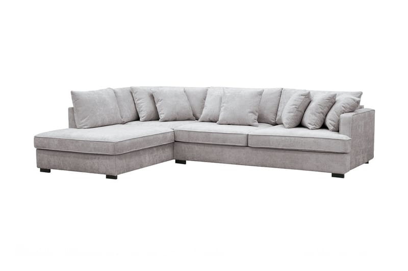 Rossita 4-seters Venstrevendt L-formet Dyp Sjeselongsofa i Chenille - Grå / Brun - Møbler - Sofaer - Sofaer med sjeselong - 4 seters sofa med divan