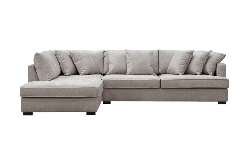 Rossita 4-seters Venstrevendt L-formet Dyp Sjeselongsofa i Chenille - Grå / Brun - Møbler - Sofaer - Sofaer med sjeselong - 4 seters sofa med divan