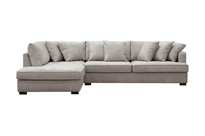Rossita 4-seters Venstrevendt L-formet Dyp Sjeselongsofa i Chenille - Grå / Brun - Møbler - Sofaer - Sofaer med sjeselong - 4 seters sofa med divan