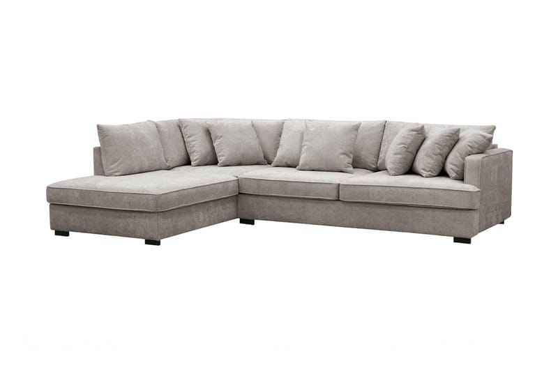 Rossita 4-seters Venstrevendt L-formet Dyp Sjeselongsofa i Chenille - Grå / Brun - Møbler - Sofaer - Sofaer med sjeselong - 4 seters sofa med divan