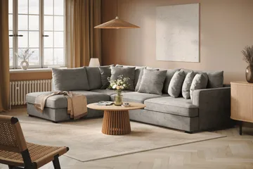 Rossita 4-seters Venstrevendt L-formet Dyp Sjeselongsofa i Chenille - Lys Grå - Møbler - Sofaer - Sofaer med sjeselong - 4 seters sofa med divan