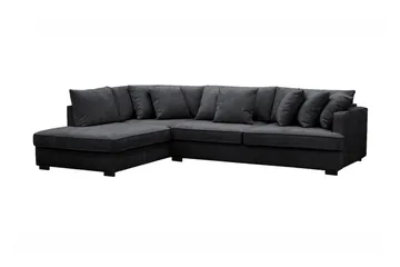 Rossita 4-seters Venstrevendt L-formet Dyp Sjeselongsofa i Chenille - Trenza 01, Svart Chenille - Møbler - Sofaer - Sofaer med sjeselong - 4 seters sofa med divan