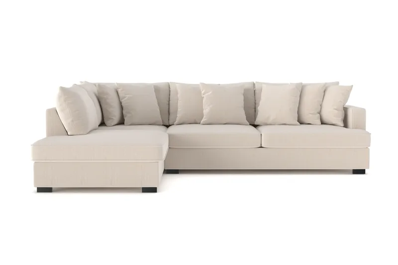 Rossita 4-seters Venstrevendt L-formet Dyp Sjeselongsofa i Kordfløyel - Beige - Møbler - Sofaer - Sofaer med sjeselong - 4 seters sofa med divan