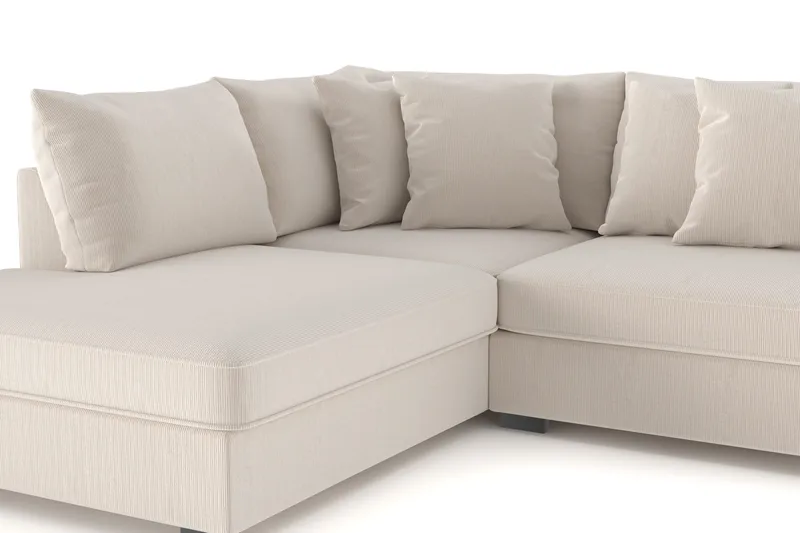Rossita 4-seters Venstrevendt L-formet Dyp Sjeselongsofa i Kordfløyel - Beige - Møbler - Sofaer - Sofaer med sjeselong - 4 seters sofa med divan