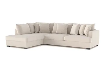 Rossita 4-seters Venstrevendt L-formet Dyp Sjeselongsofa i Kordfløyel - Beige - Møbler - Sofaer - Sofaer med sjeselong - 4 seters sofa med divan