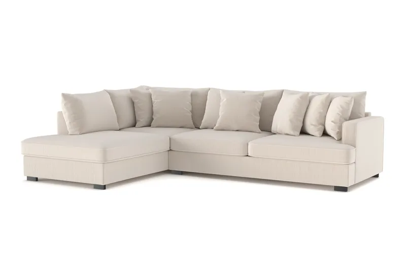 Rossita 4-seters Venstrevendt L-formet Dyp Sjeselongsofa i Kordfløyel - Beige - Møbler - Sofaer - Sofaer med sjeselong - 4 seters sofa med divan