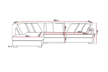 Rossita 4-seters Venstrevendt L-formet Dyp Sjeselongsofa i Kordfløyel - Beige - Møbler - Sofaer - Sofaer med sjeselong - 4 seters sofa med divan