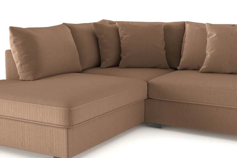 Rossita 4-seters Venstrevendt L-formet Dyp Sjeselongsofa i Kordfløyel - Brun - Møbler - Sofaer - Sofaer med sjeselong - 4 seters sofa med divan