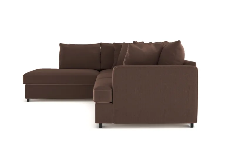 Rossita 4-seters Venstrevendt L-formet Dyp Sjeselongsofa i Kordfløyel - Brun - Møbler - Sofaer - Sofaer med sjeselong - 4 seters sofa med divan