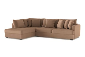 Rossita 4-seters Venstrevendt L-formet Dyp Sjeselongsofa i Kordfløyel - Brun - Møbler - Sofaer - Sofaer med sjeselong - 4 seters sofa med divan