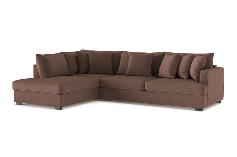 Rossita 4-seters Venstrevendt L-formet Dyp Sjeselongsofa i Kordfløyel - Brun - Møbler - Sofaer - Sofaer med sjeselong - 4 seters sofa med divan