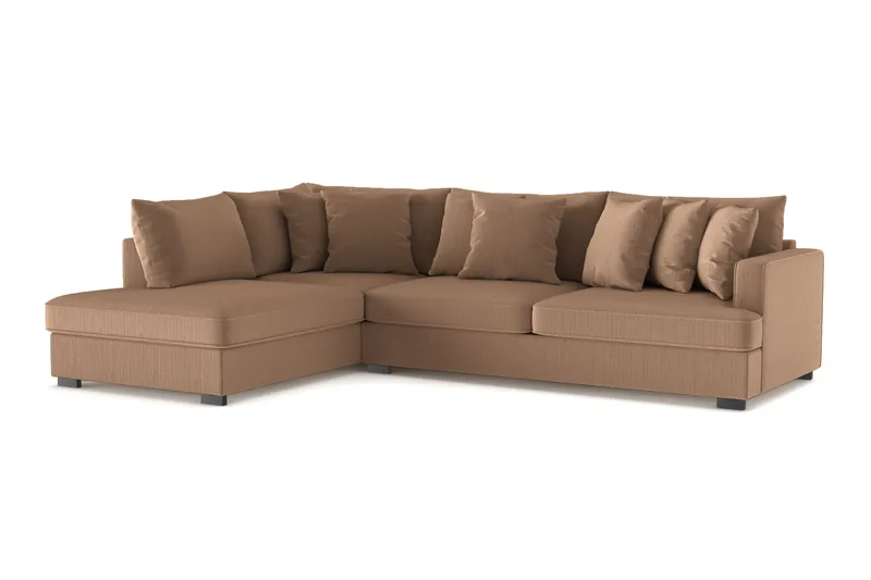 Rossita 4-seters Venstrevendt L-formet Dyp Sjeselongsofa i Kordfløyel - Brun - Møbler - Sofaer - Sofaer med sjeselong - 4 seters sofa med divan