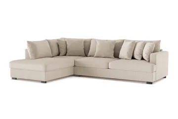 Rossita 4-seters Venstrevendt L-formet Dyp Sjeselongsofa i Kordfløyel - Greige - Møbler - Sofaer - Sofaer med sjeselong - 4 seters sofa med divan