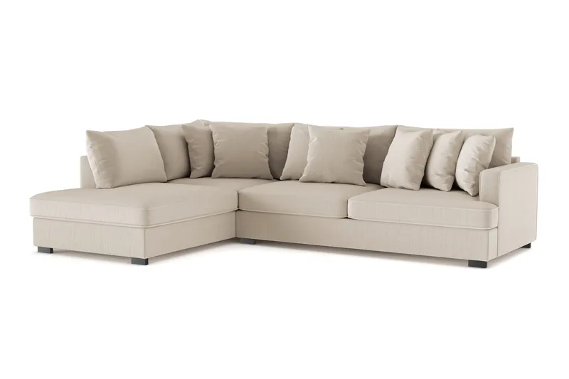 Rossita 4-seters Venstrevendt L-formet Dyp Sjeselongsofa i Kordfløyel - Greige - Møbler - Sofaer - Sofaer med sjeselong - 4 seters sofa med divan