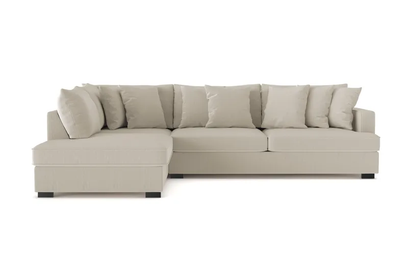 Rossita 4-seters Venstrevendt L-formet Dyp Sjeselongsofa i Kordfløyel - Greige - Møbler - Sofaer - Sofaer med sjeselong - 4 seters sofa med divan