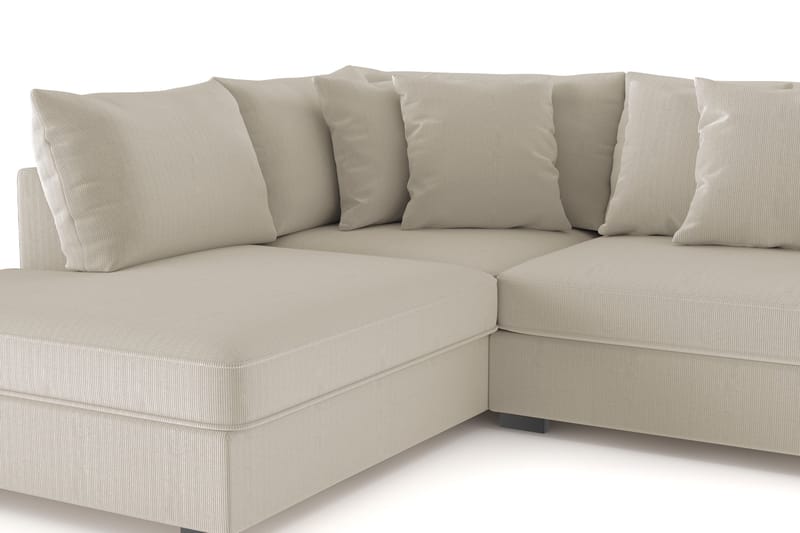Rossita 4-seters Venstrevendt L-formet Dyp Sjeselongsofa i Kordfløyel - Greige - Møbler - Sofaer - Sofaer med sjeselong - 4 seters sofa med divan