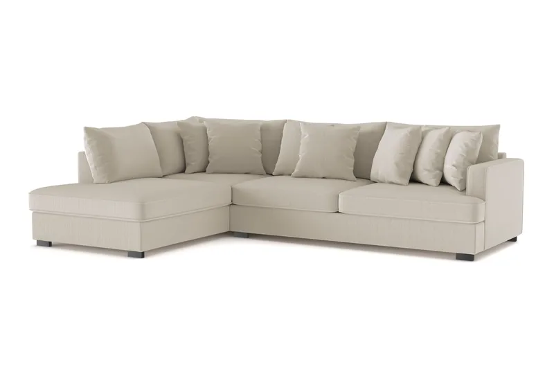 Rossita 4-seters Venstrevendt L-formet Dyp Sjeselongsofa i Kordfløyel - Greige - Møbler - Sofaer - Sofaer med sjeselong - 4 seters sofa med divan