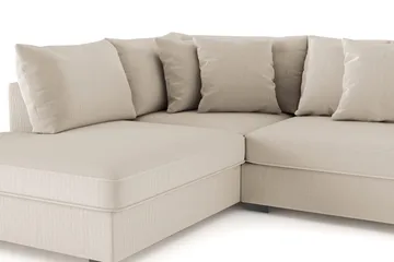 Rossita 4-seters Venstrevendt L-formet Dyp Sjeselongsofa i Kordfløyel - Greige - Møbler - Sofaer - Sofaer med sjeselong - 4 seters sofa med divan