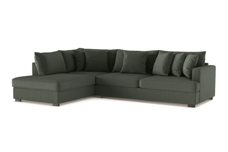 Rossita 4-seters Venstrevendt L-formet Dyp Sjeselongsofa i Kordfløyel - Mørkegrønn - Møbler - Sofaer - Sofaer med sjeselong - 4 seters sofa med divan