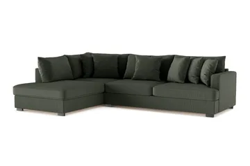 Rossita 4-seters Venstrevendt L-formet Dyp Sjeselongsofa i Kordfløyel - Mørkegrønn - Møbler - Sofaer - Sofaer med sjeselong - 4 seters sofa med divan