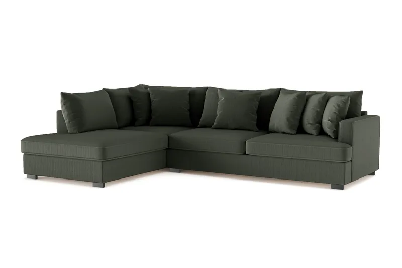 Rossita 4-seters Venstrevendt L-formet Dyp Sjeselongsofa i Kordfløyel - Mørkegrønn - Møbler - Sofaer - Sofaer med sjeselong - 4 seters sofa med divan