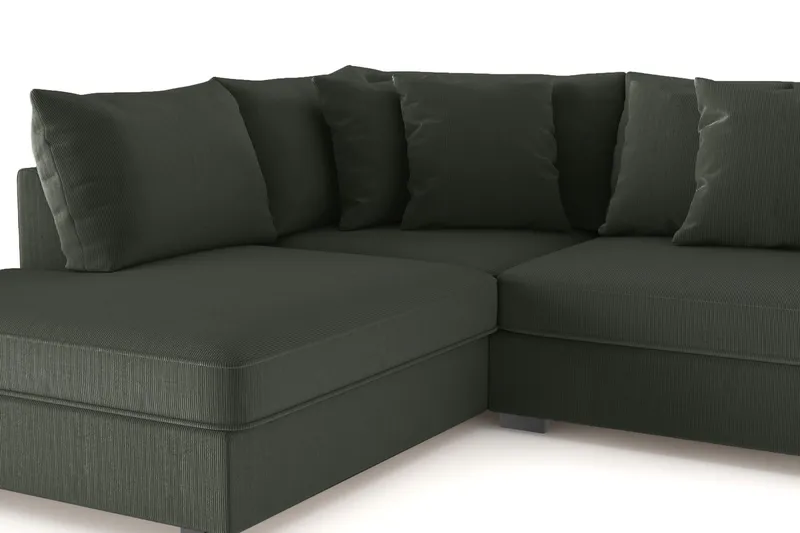 Rossita 4-seters Venstrevendt L-formet Dyp Sjeselongsofa i Kordfløyel - Mørkegrønn - Møbler - Sofaer - Sofaer med sjeselong - 4 seters sofa med divan