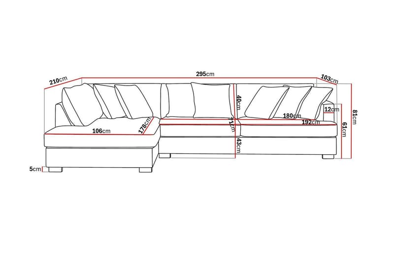 Rossita 4-seters Venstrevendt L-formet Dyp Sjeselongsofa i Kordfløyel - Mørkegrønn - Møbler - Sofaer - Sofaer med sjeselong - 4 seters sofa med divan
