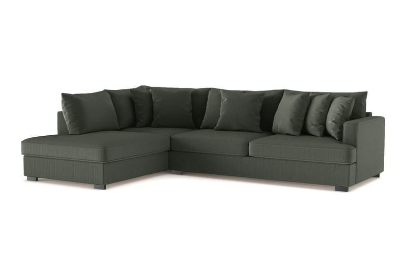 Rossita 4-seters Venstrevendt L-formet Dyp Sjeselongsofa i Kordfløyel - Mørkegrønn - Møbler - Sofaer - Sofaer med sjeselong - 4 seters sofa med divan