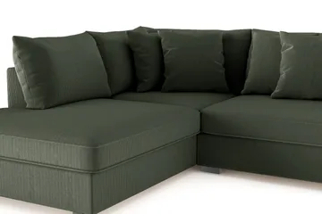 Rossita 4-seters Venstrevendt L-formet Dyp Sjeselongsofa i Kordfløyel - Mørkegrønn - Møbler - Sofaer - Sofaer med sjeselong - 4 seters sofa med divan